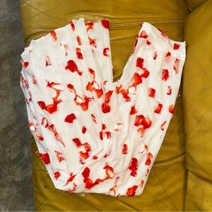 White and Red Patterned sheer Pants
